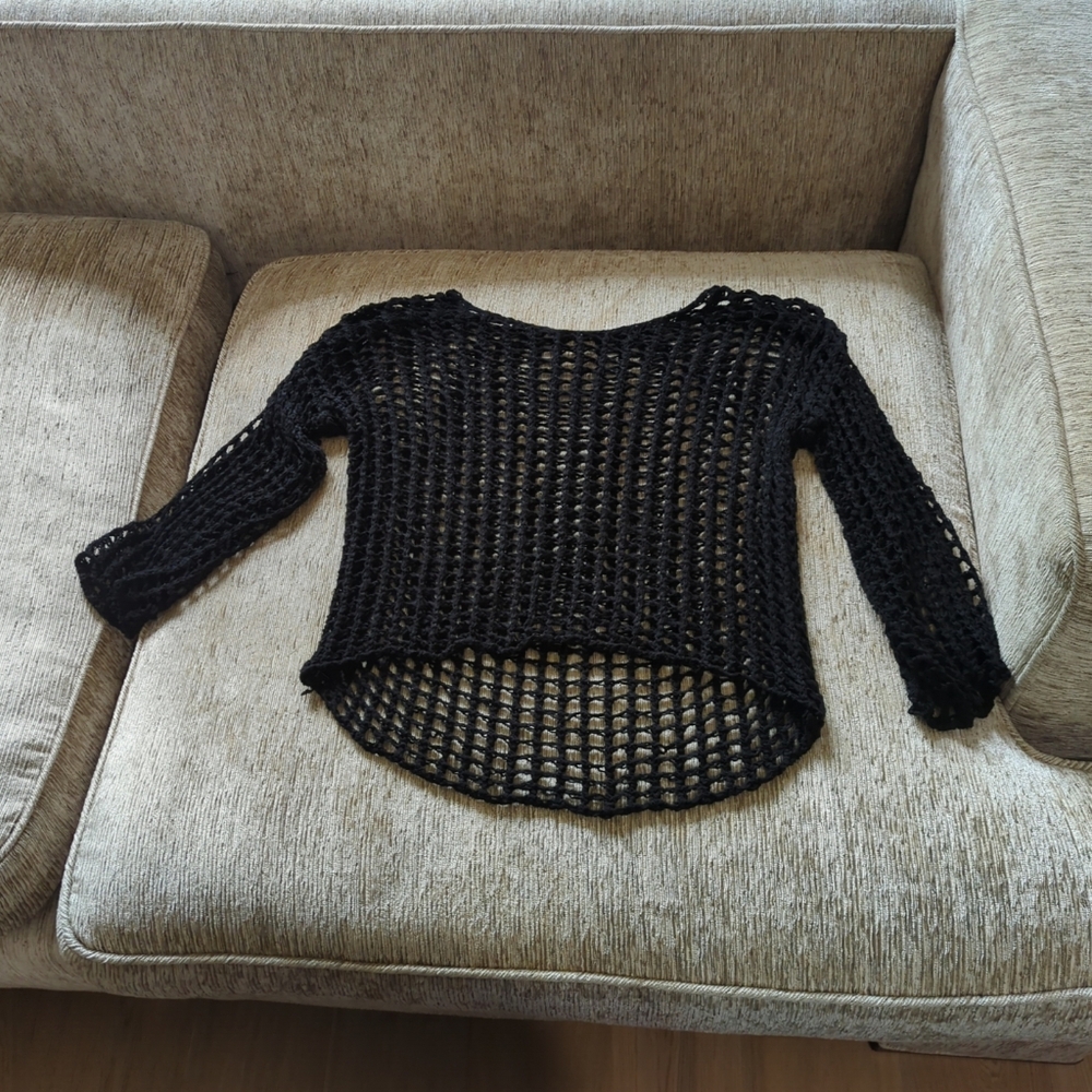 Black Open-Knit Women's Sweater
